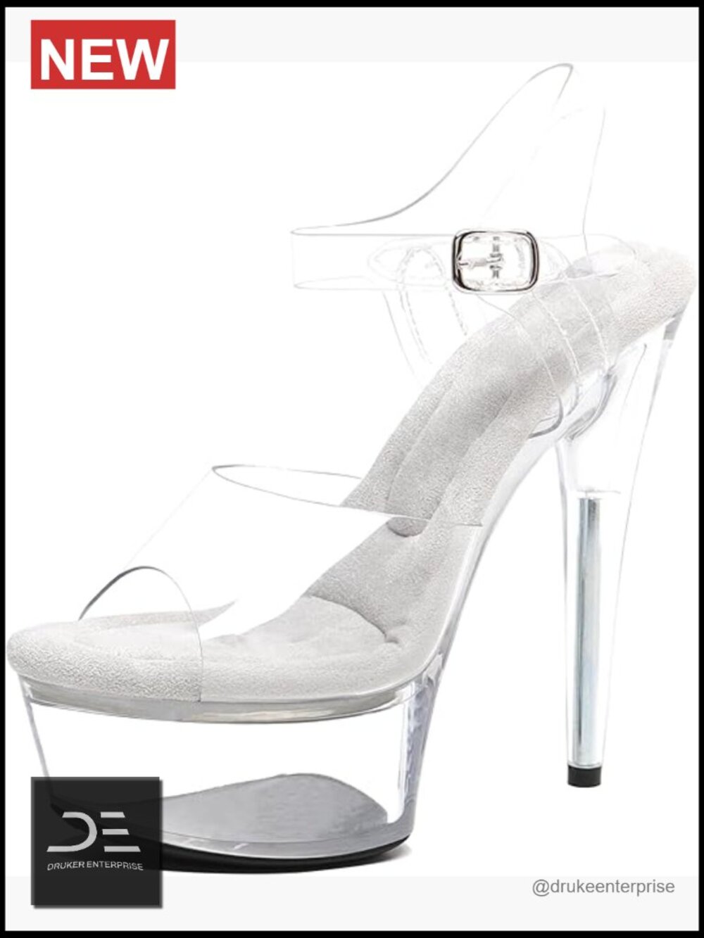 6in Clear Platform High Heels Ankle-Strap Stiletto Sandal